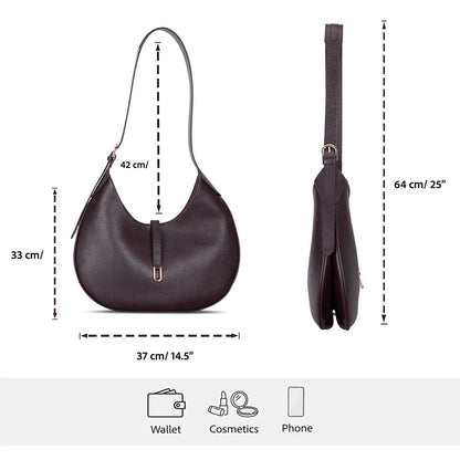 Rosa Crescent Leather Shoulder Bag