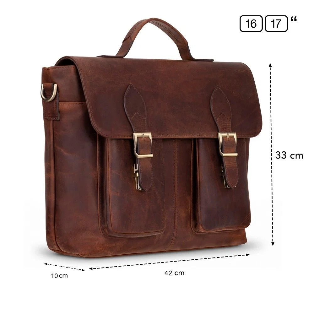 Olympus Leather Business Briefcase / Laptop Case