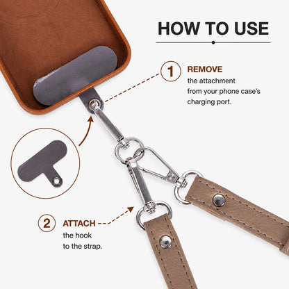 FlexGo PU Phone Strap & Detachable Wallet Set