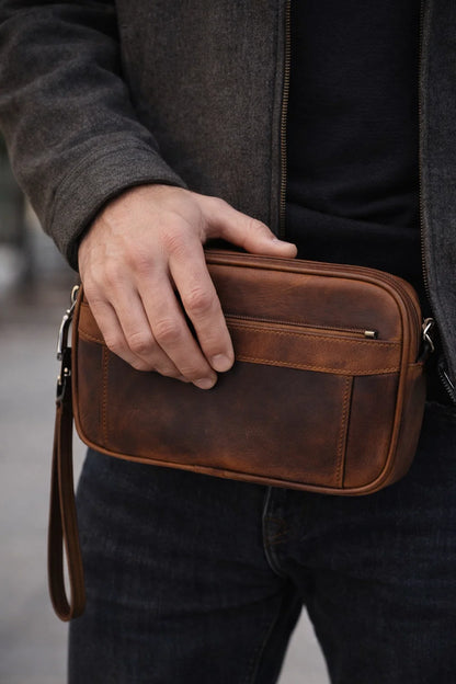 Forge Leather Locking Wristlet Clutch