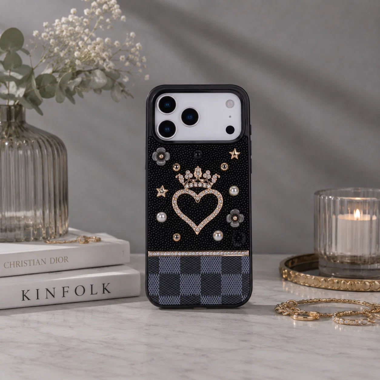 Vissel Heart Crystal Luxury Case for iPhone 17 Pro