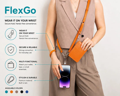 FlexGo PU Phone Strap & Detachable Wallet Set