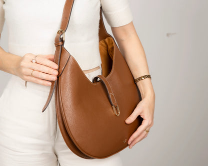 Rosa Crescent Leather Shoulder Bag