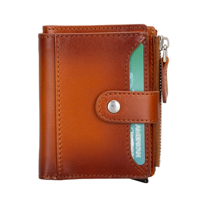 Zip Mechanical Leather Card Holder