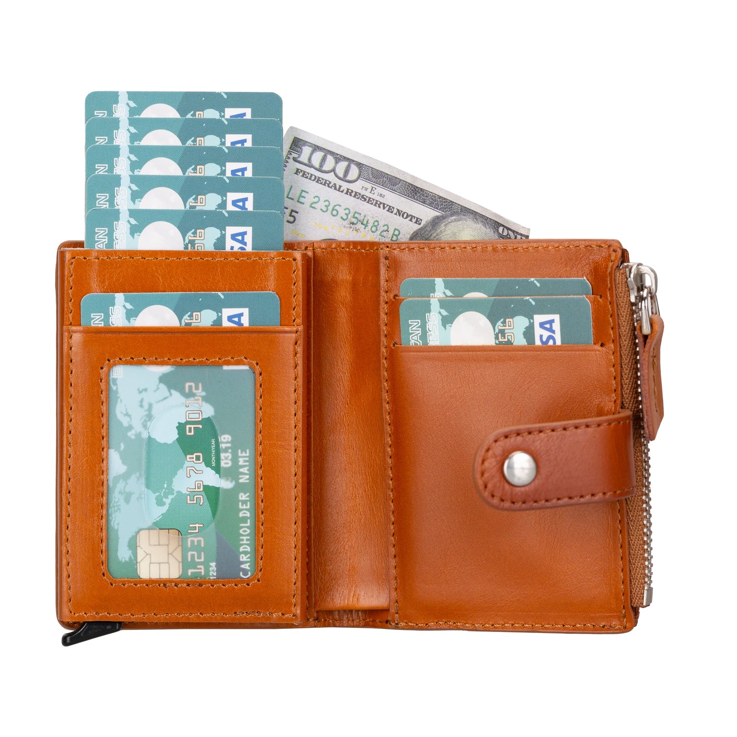 Leather Zip Mechanical Card Holder