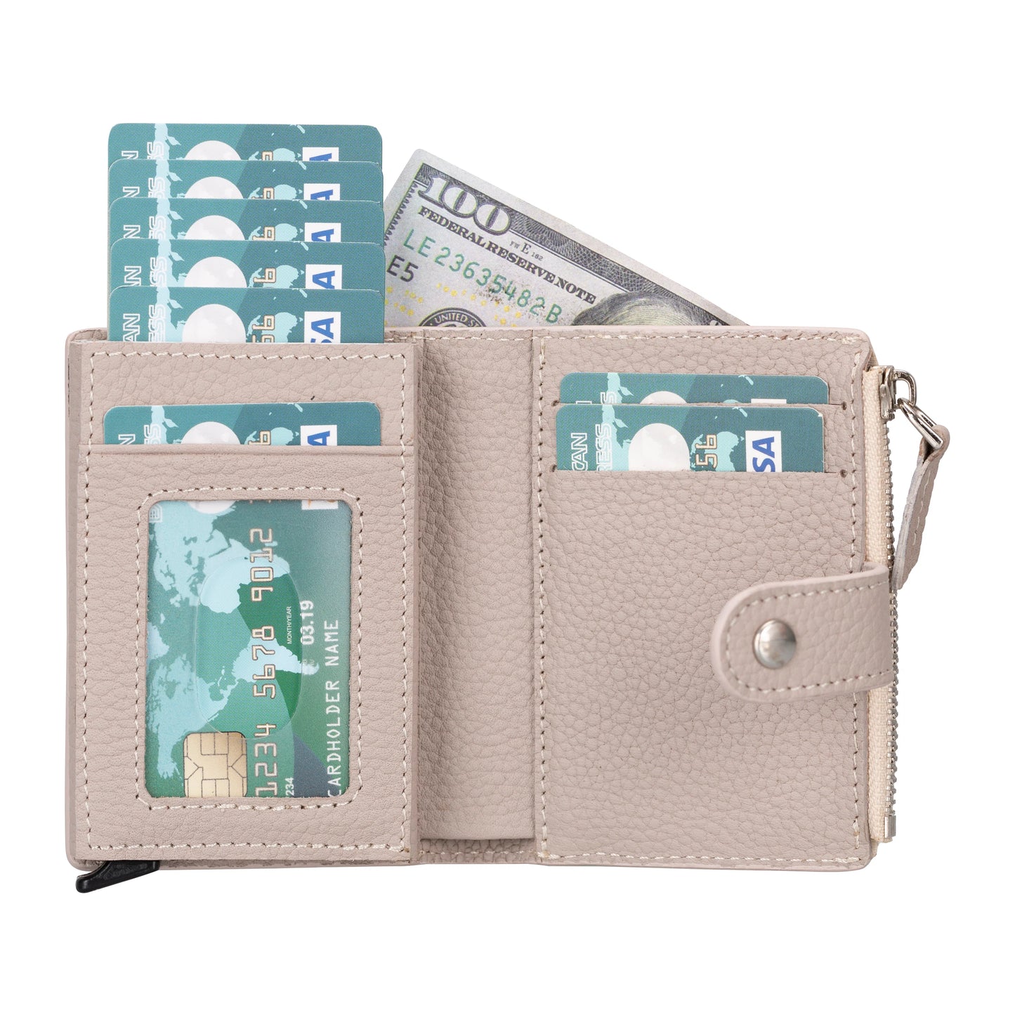 Leather Zip Mechanical Card Holder