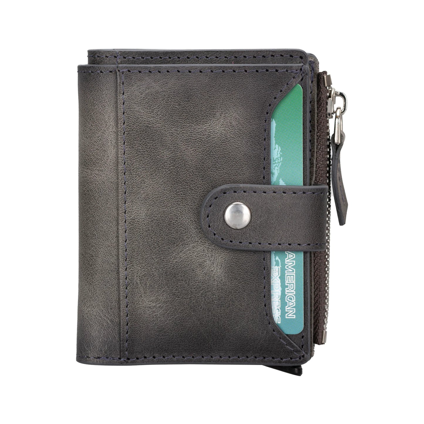 Leather Zip Mechanical Card Holder