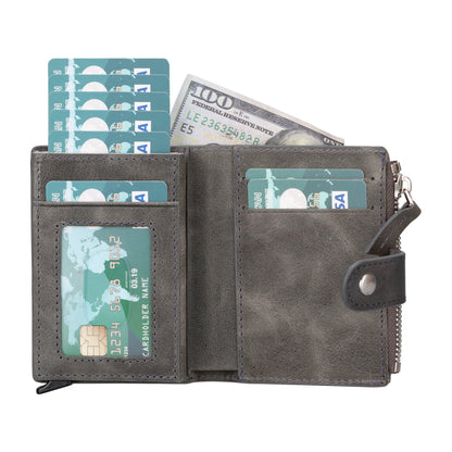 Zip Mechanical Leather Card Holder