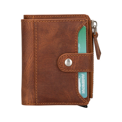 Zip Mechanical Leather Card Holder