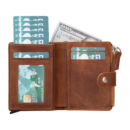 Zip Mechanical Leather Card Holder