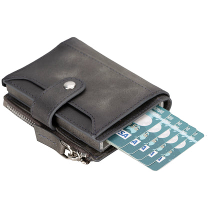 Zip Mechanical Leather Card Holder