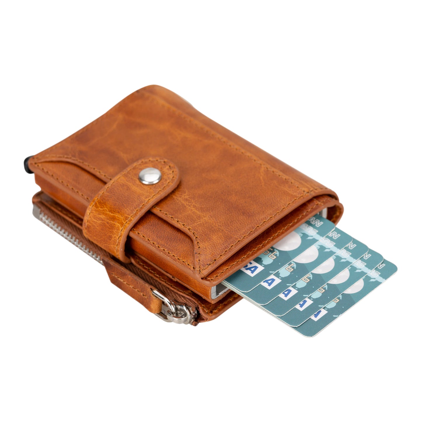 Leather Zip Mechanical Card Holder