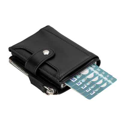 Zip Mechanical Leather Card Holder