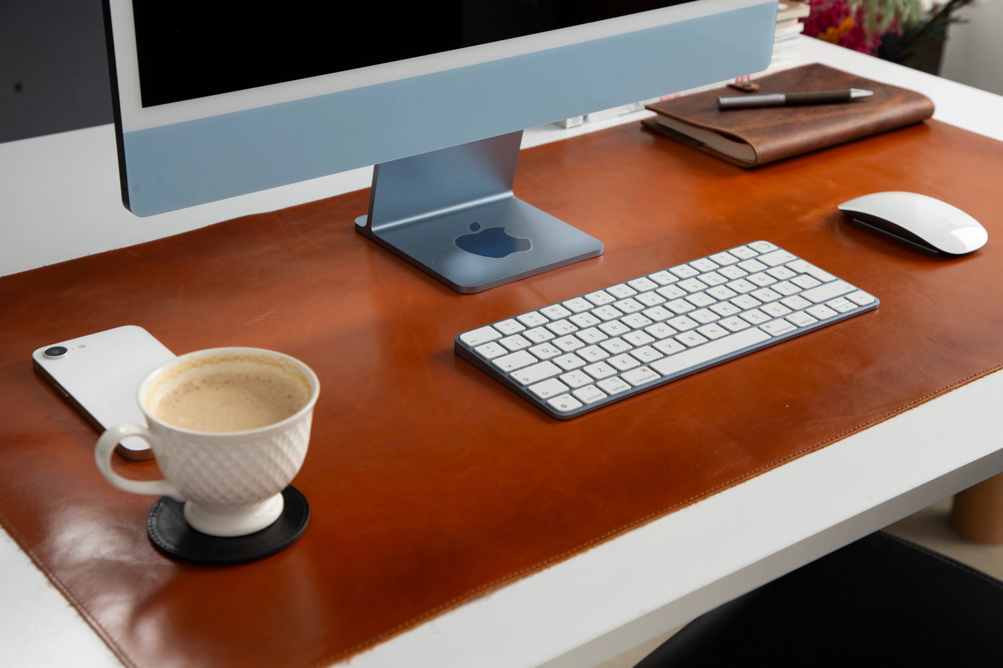 Lined Leather Desk Mat Large Size