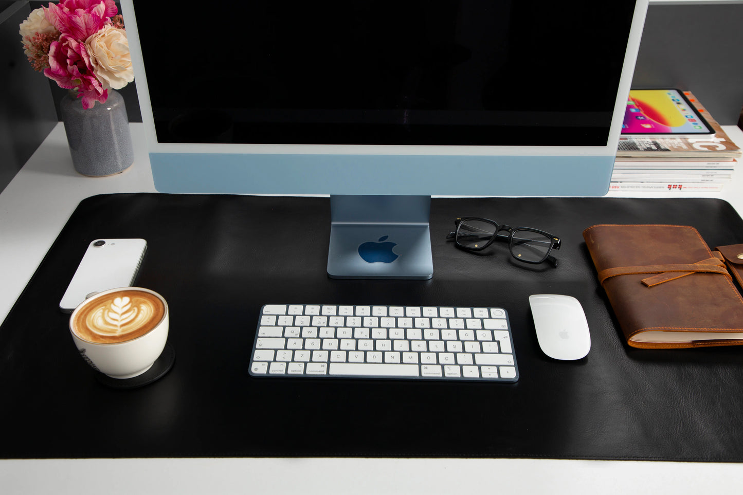 Lined Leather Desk Mat Large Size