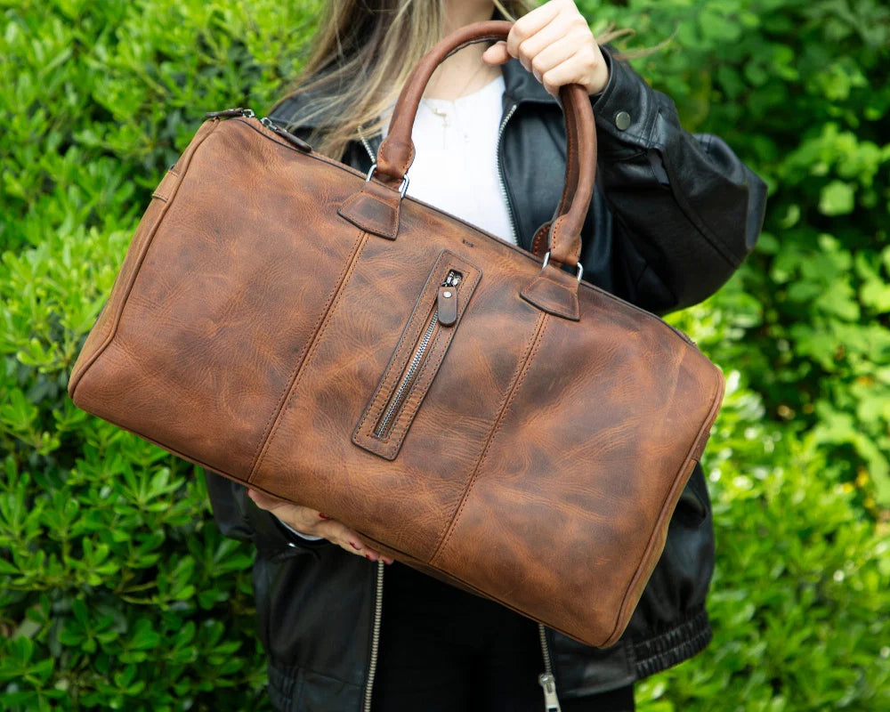 Crestiva Leather Weekend Duffle Bag