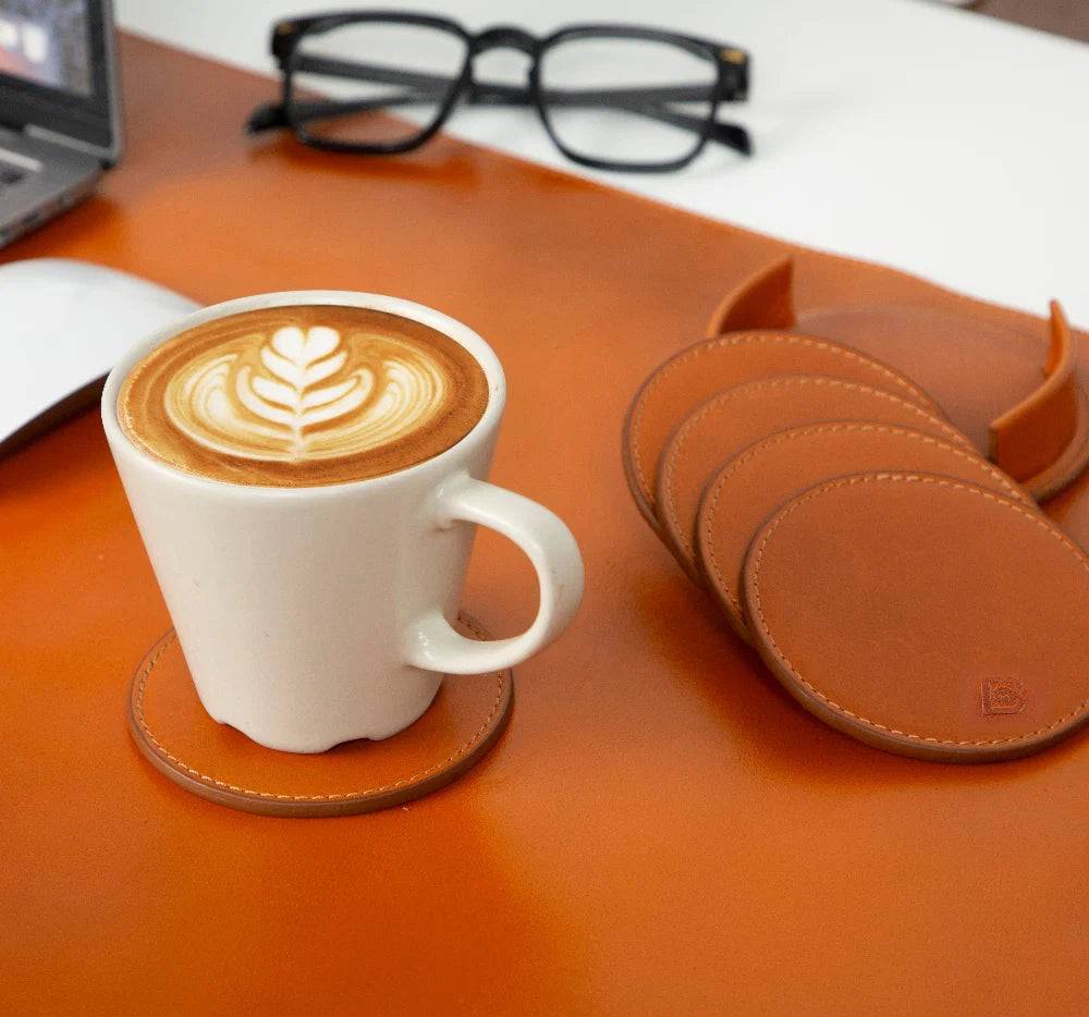 Lavion Leather Cup Coaster Set