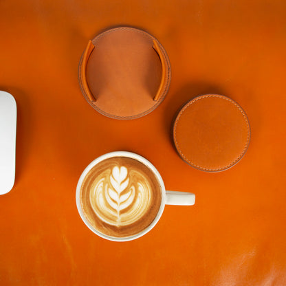 Divine Leather Coaster Set with Stand