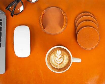 Divine Leather Coaster Set with Stand