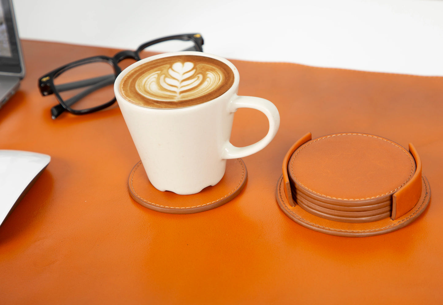 Divine Cup Leather Coaster Set