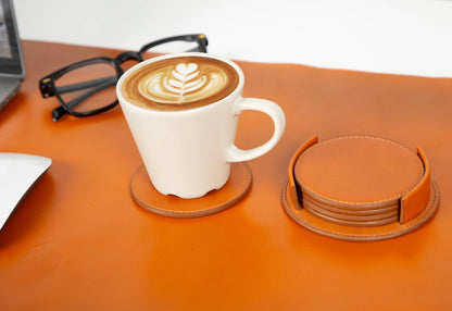 Divine Leather Coaster Set with Stand