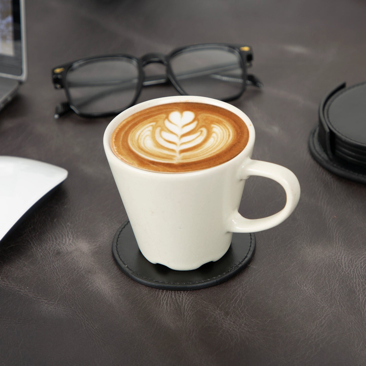 Divine Cup Leather Coaster Set