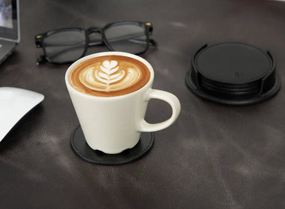 Lavion Leather Coaster Set with Stand