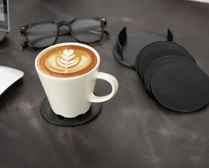 Lavion Leather Coaster Set with Stand