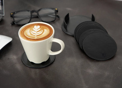Lavion Leather Coaster Set with Stand
