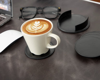 Divine Leather Coaster Set with Stand