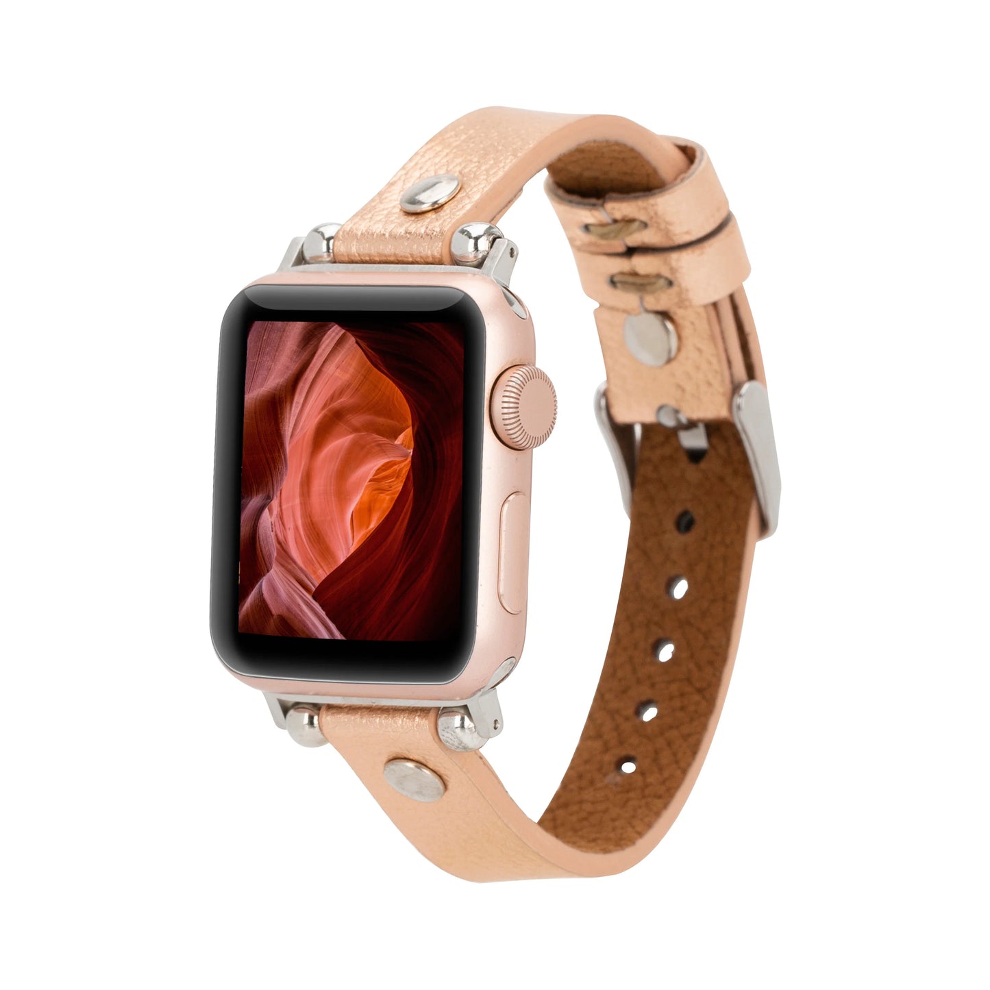 Leather Apple Watch Bands - Ferro Silver Trok Style CZ12