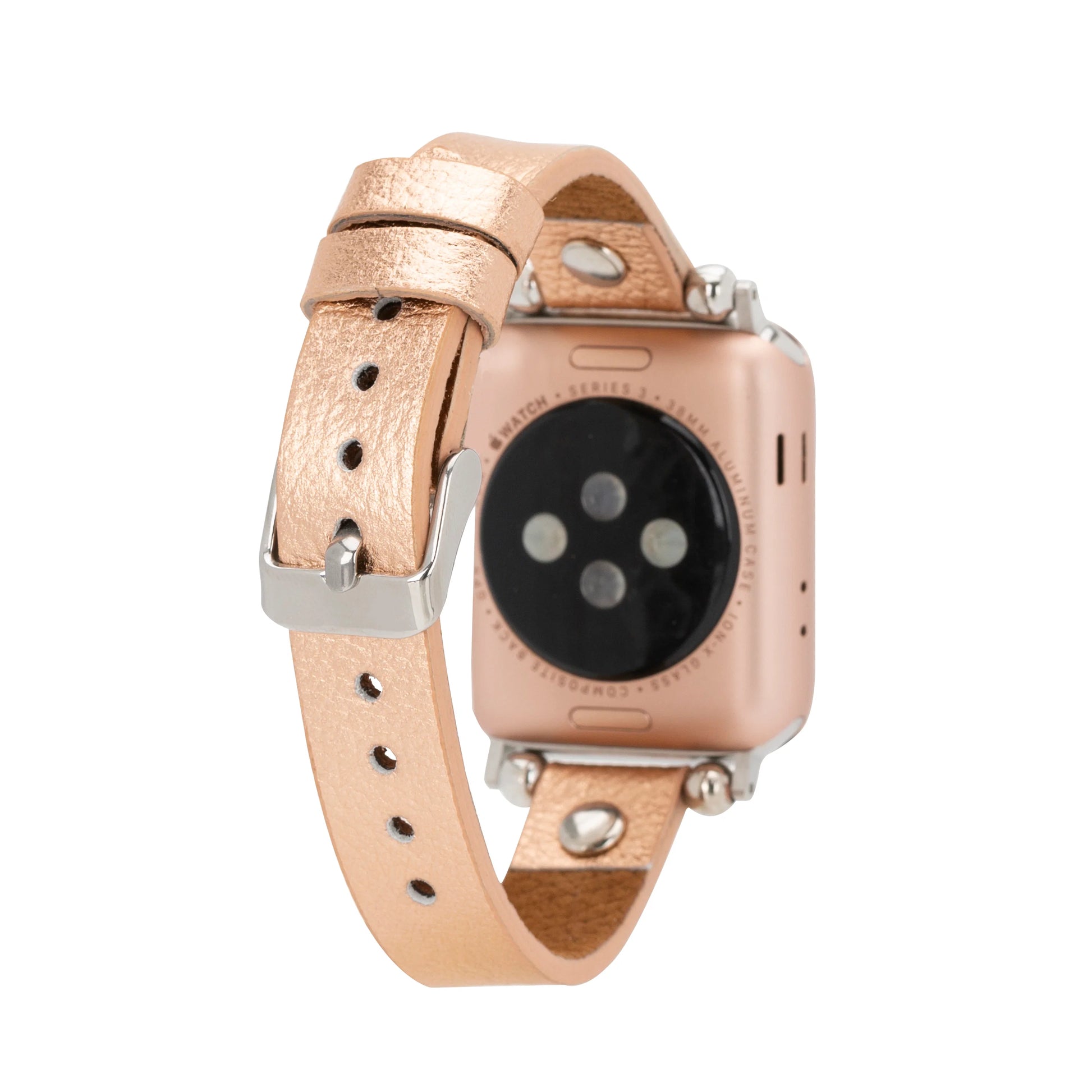 Leather Apple Watch Bands - Ferro Silver Trok Style CZ12