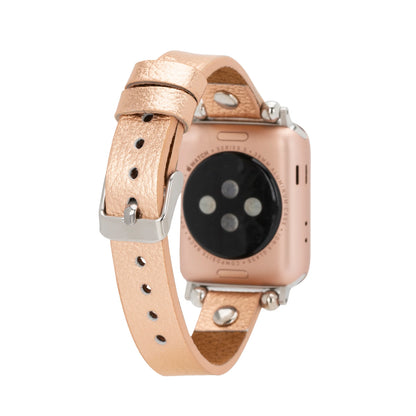 Leather Apple Watch Bands - Ferro Silver Trok Style CZ12