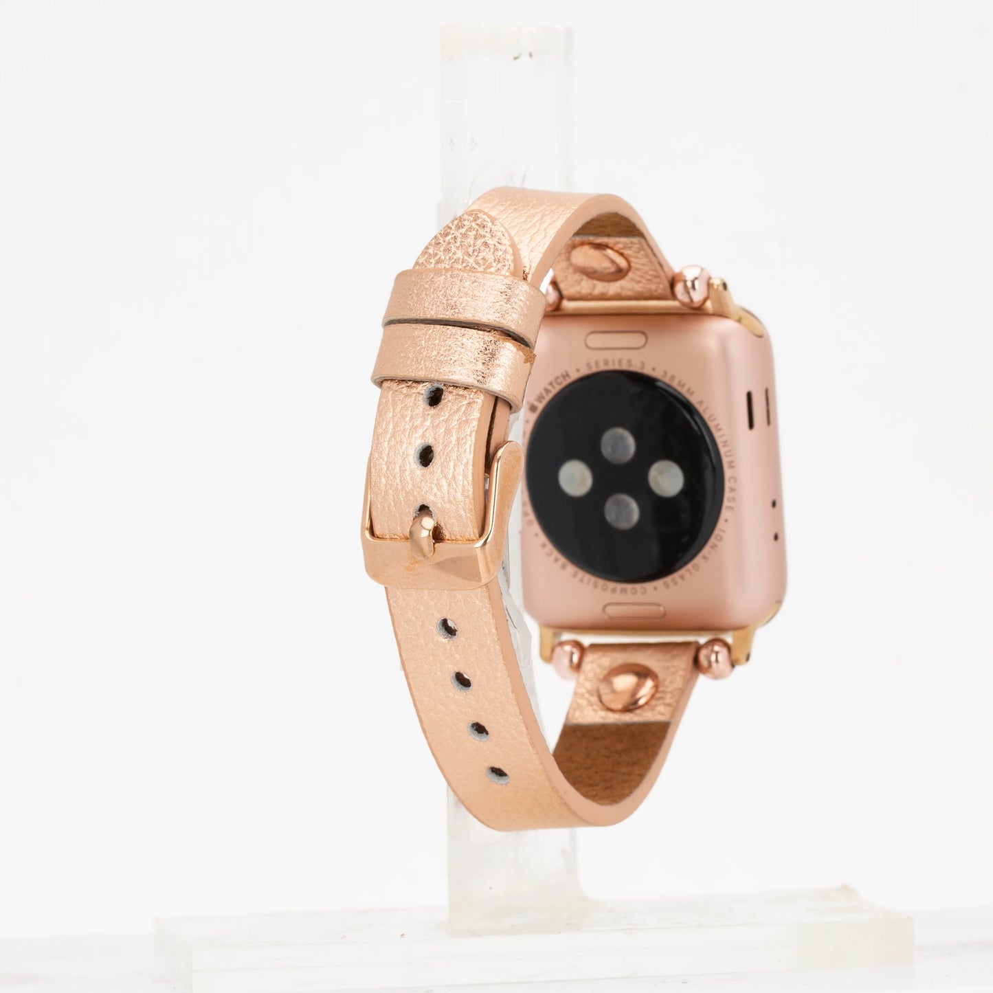 Leather Apple Watch Bands - Ferro Rose Gold Trok Style BRN7