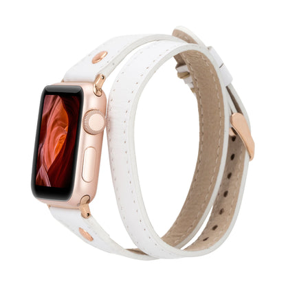 Hector Double Tour Leather Apple Watch Band – Rose Gold Buckle