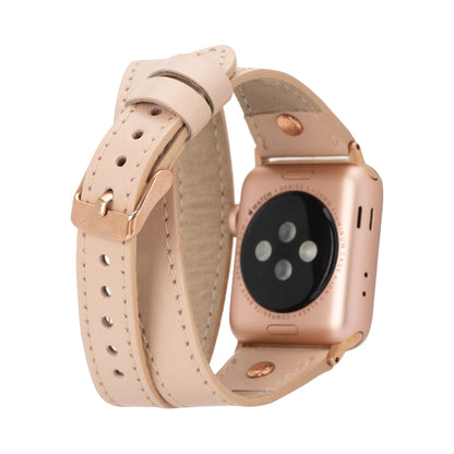 Hector Double Tour Leather Apple Watch Band – Rose Gold Buckle