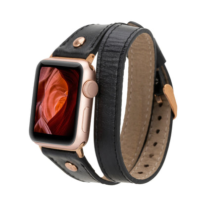 Hector Double Tour Leather Apple Watch Band – Rose Gold Buckle