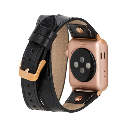 Hector Double Tour Leather Apple Watch Band – Rose Gold Buckle
