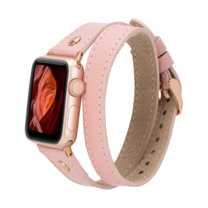 Hector Double Tour Leather Apple Watch Band – Rose Gold Buckle