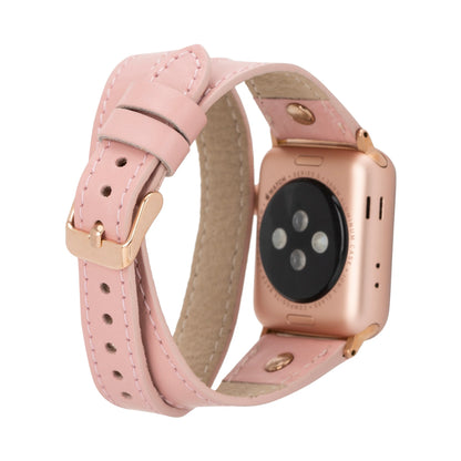 Hector Double Tour Leather Apple Watch Band – Rose Gold Buckle