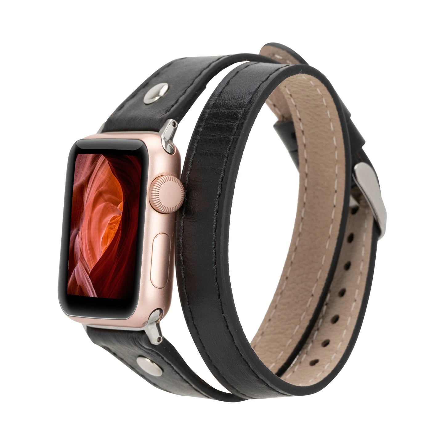 Leather Apple Watch Bands - DTS Double Tour Slim Hector Silver Trok Style F3