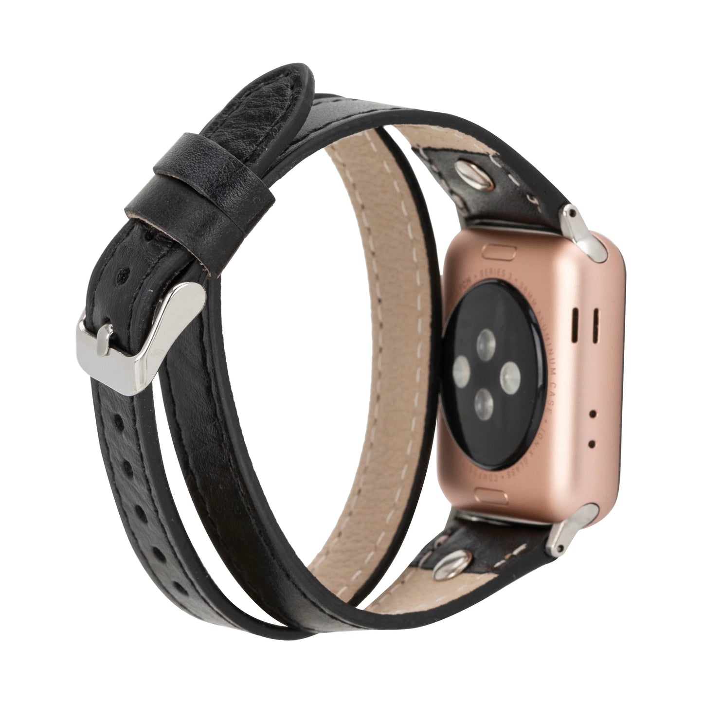 Leather Apple Watch Bands - DTS Double Tour Slim Hector Silver Trok Style F3