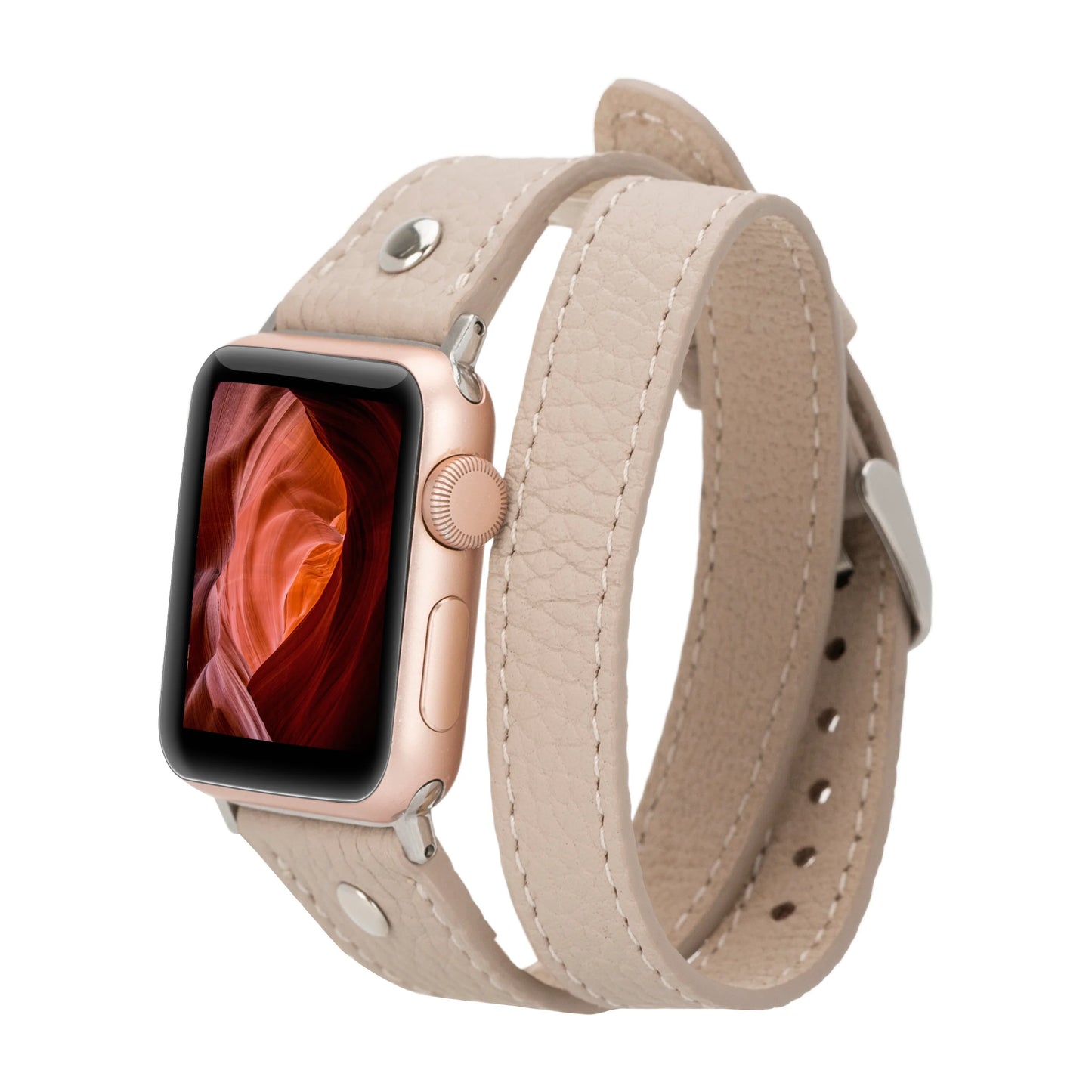 Leather Apple Watch Bands - DTS Double Tour Slim Hector Silver Trok Style F3