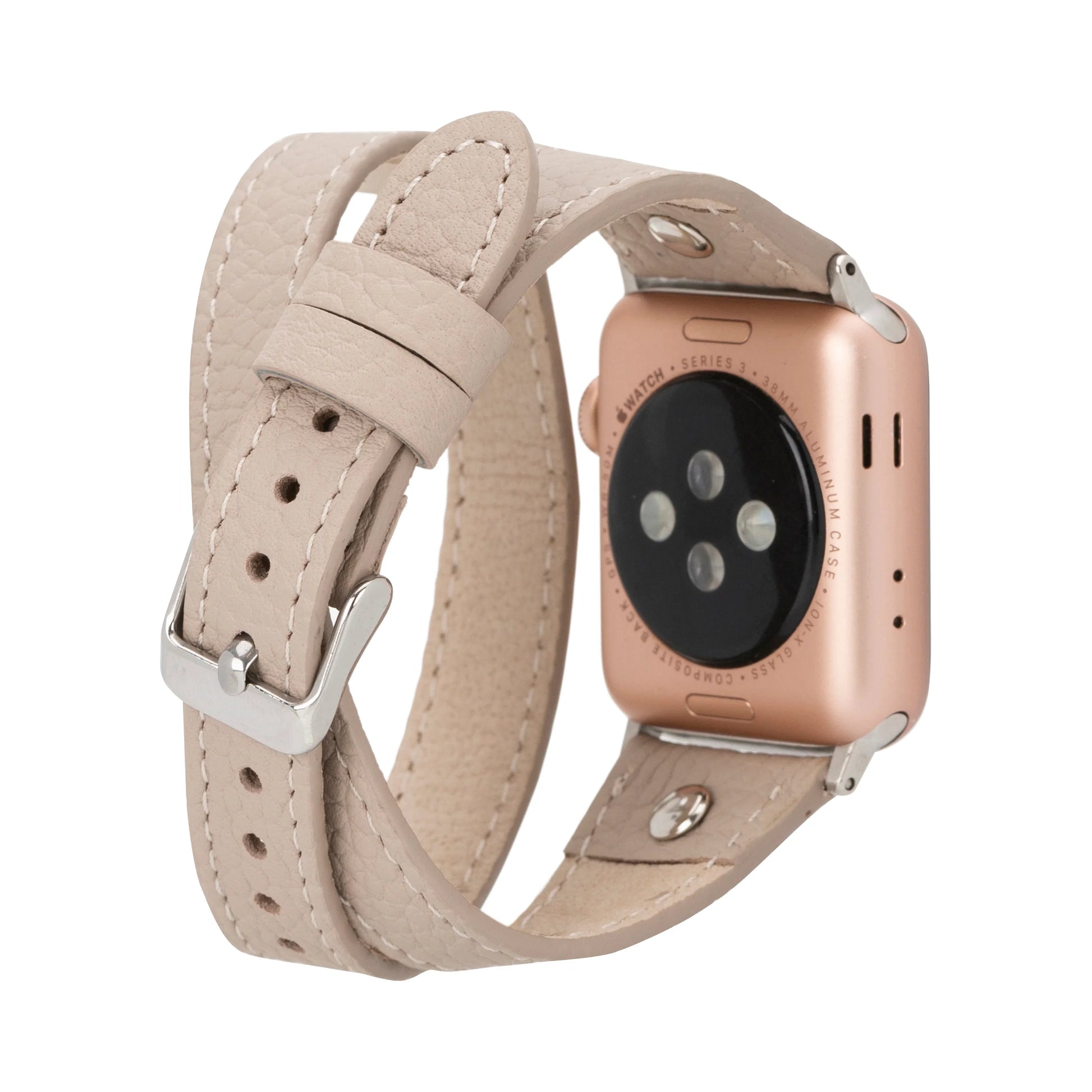 Leather Apple Watch Bands - DTS Double Tour Slim Hector Silver Trok Style F3