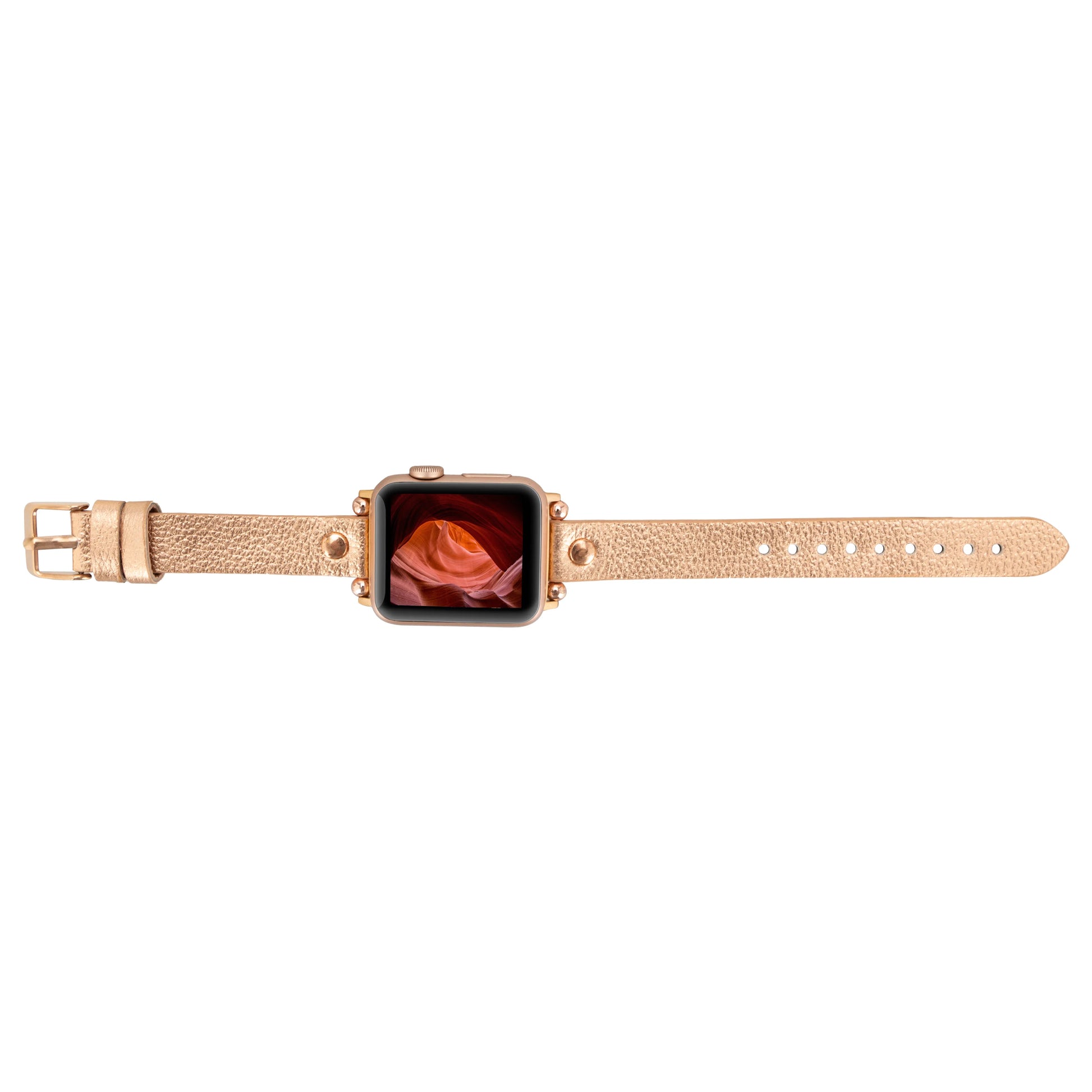 Leather Apple Watch Bands - Ferro Rose Gold Trok Style BRN7