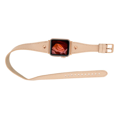 Hector Double Tour Leather Apple Watch Band – Rose Gold Buckle