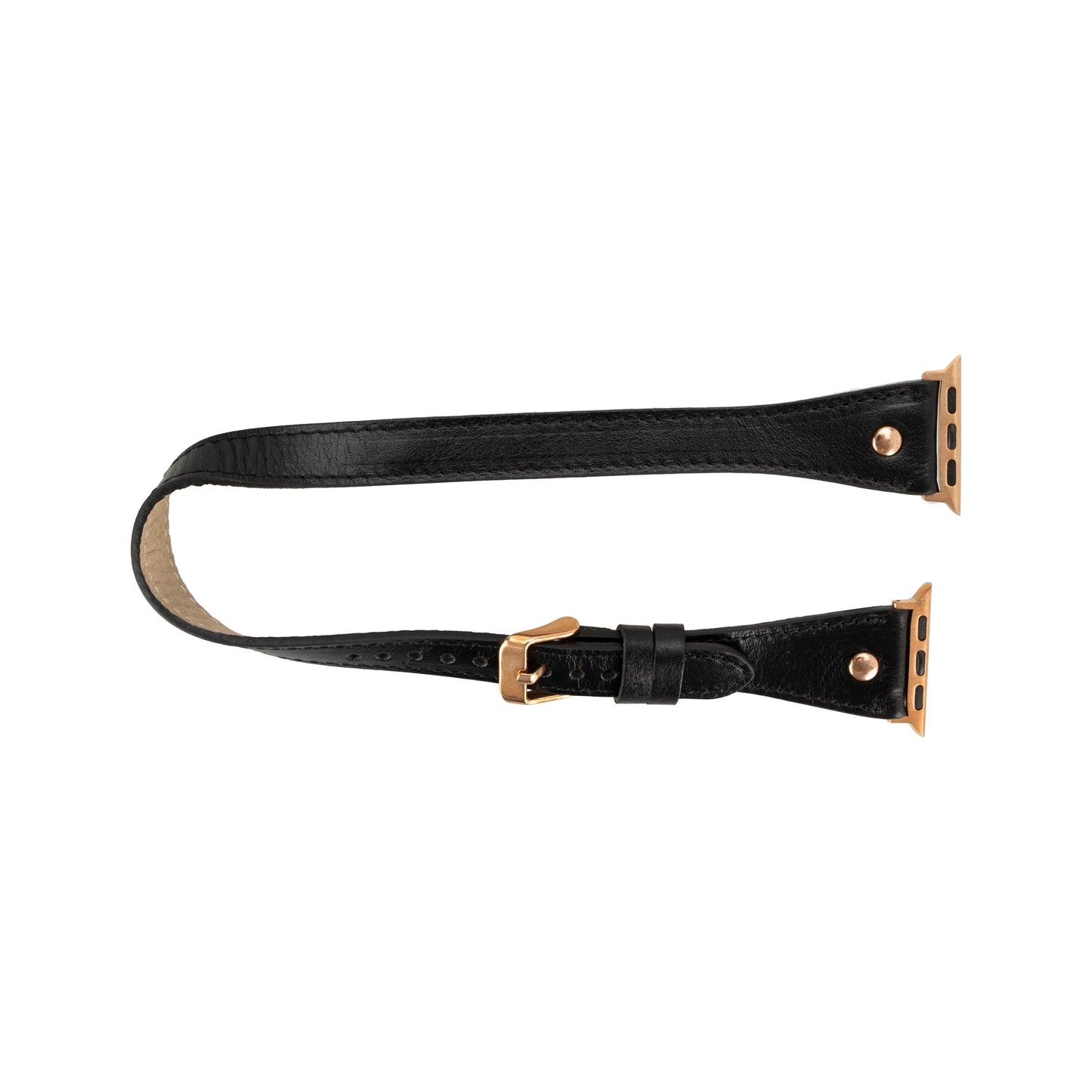 Hector Double Tour Leather Apple Watch Band with Rose Gold Trok