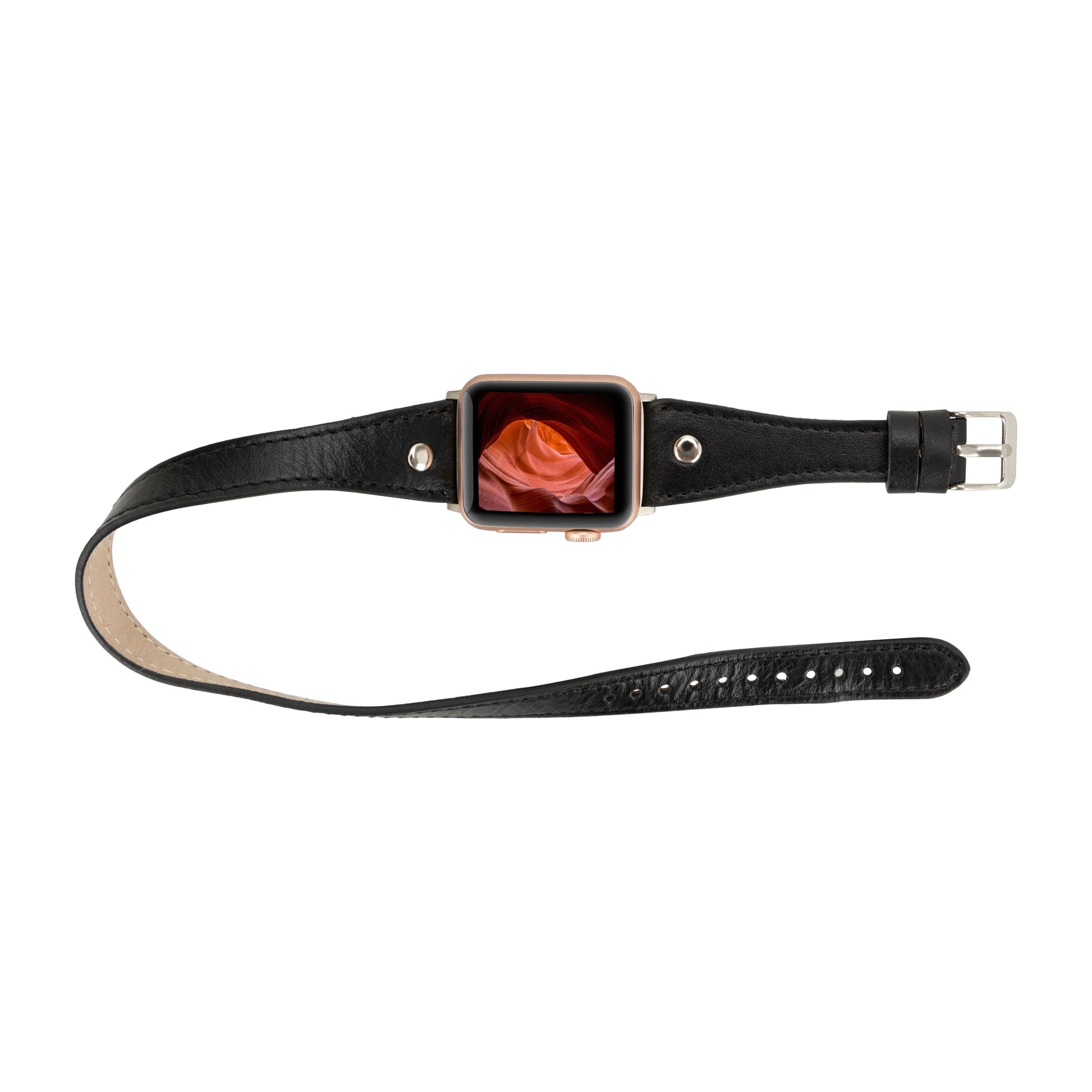 Leather Apple Watch Bands - DTS Double Tour Slim Hector Silver Trok Style F3