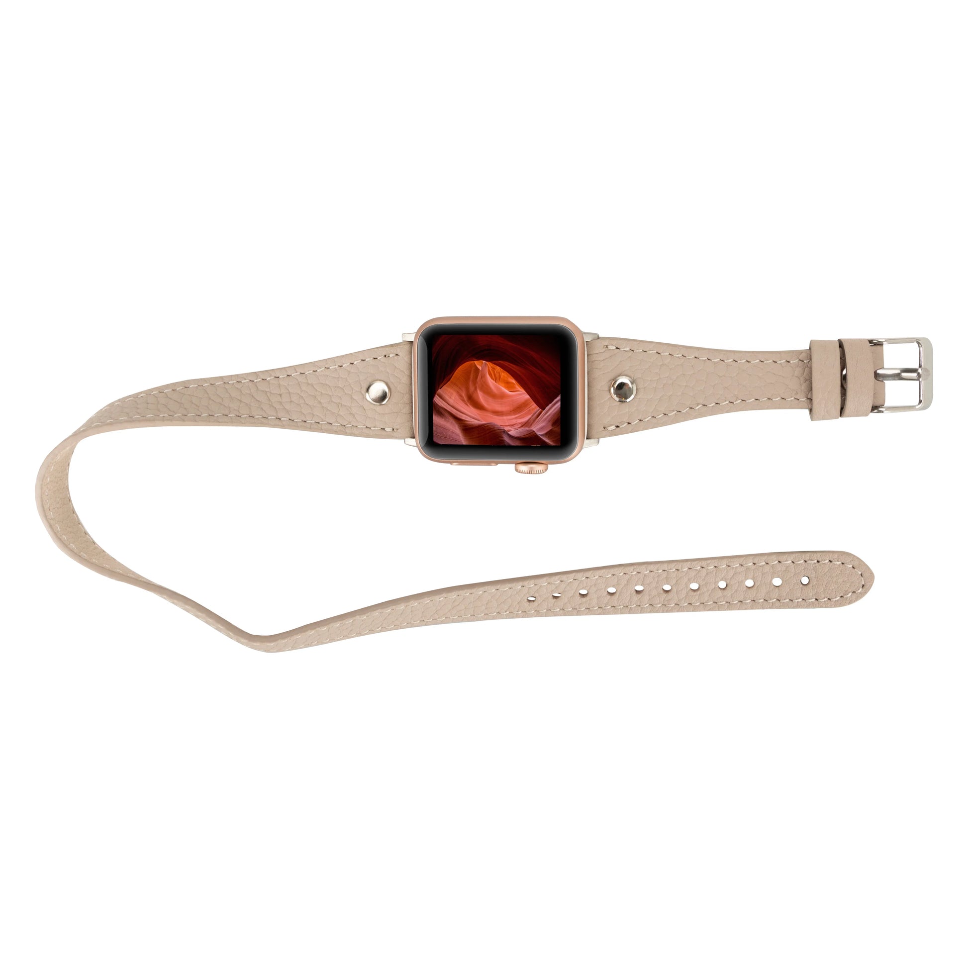 Leather Apple Watch Bands - DTS Double Tour Slim Hector Silver Trok Style F3