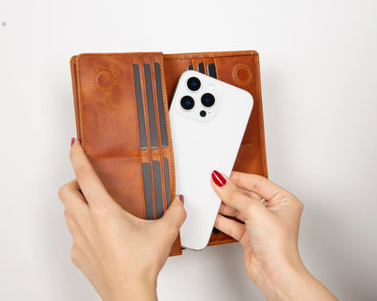Aura Leather Phone Wallet with Handle